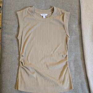 Uniqlo Tan Ribbed Sleeveless Top